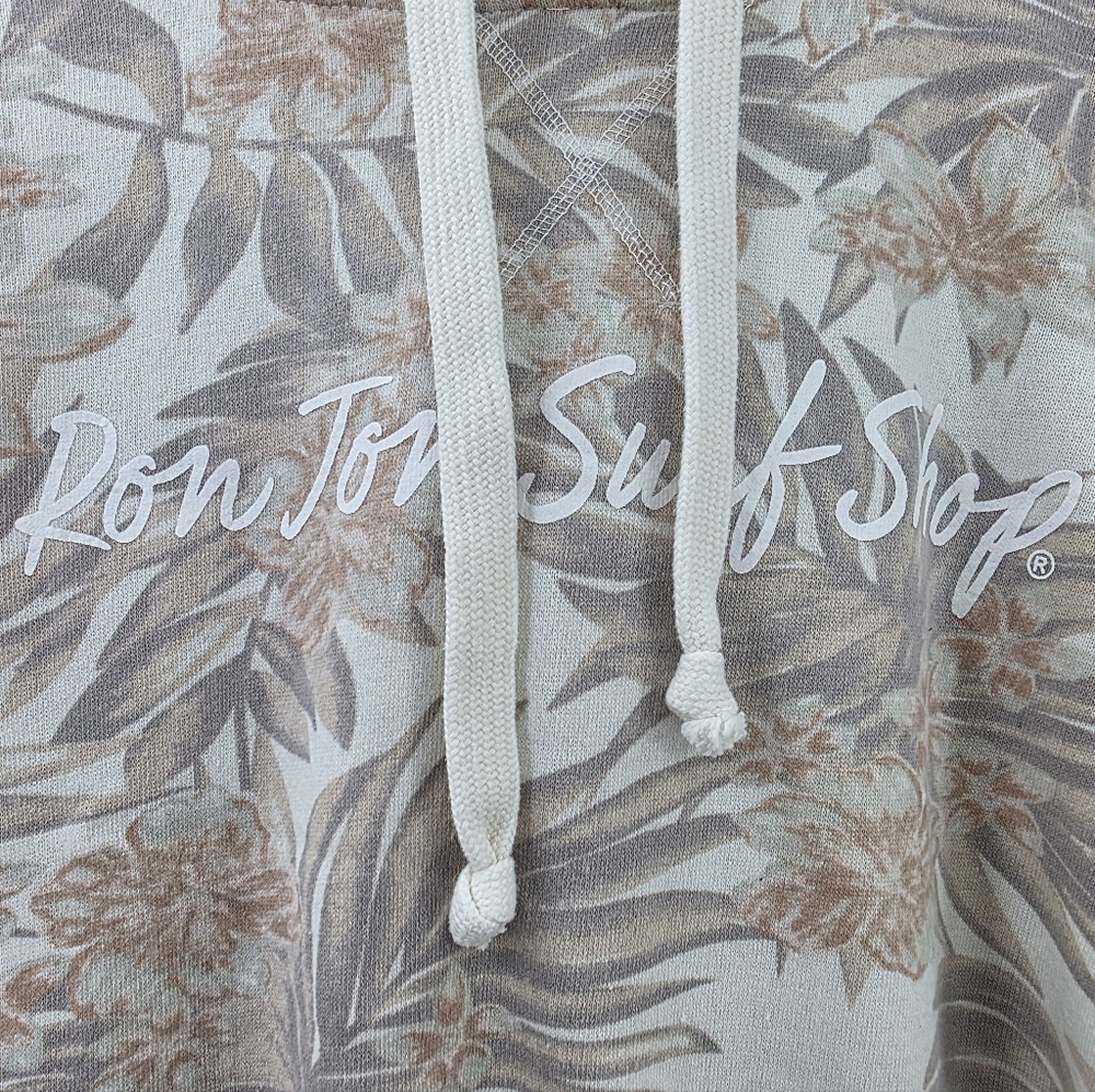 Ron Jon Surf Shop Cropped Tropical Leaf Hoodie Boxy Fit Wome's Size Medium - Picture 2 of 10
